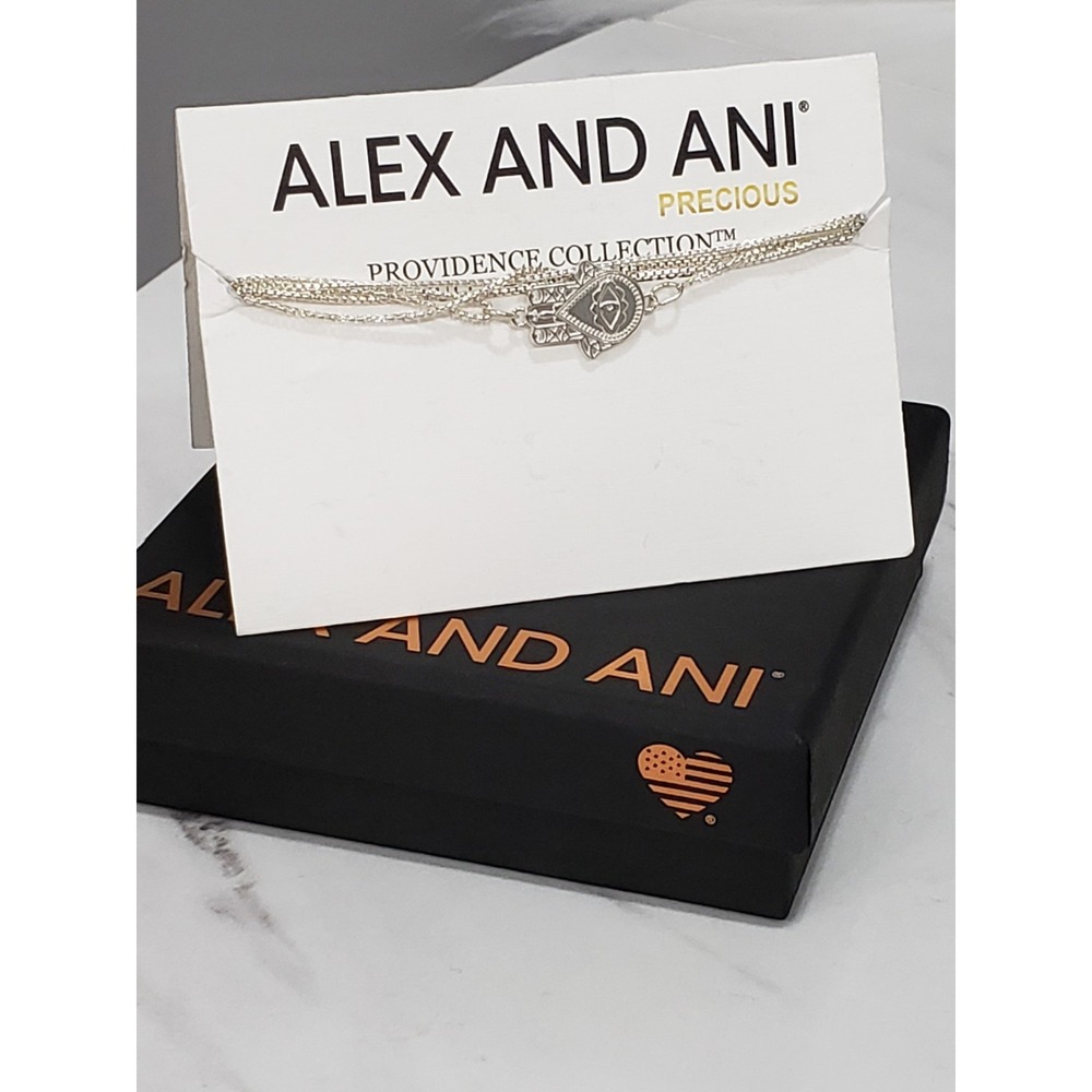 NWT Alex and Ani Hand of Fatima Hamsa Adjustable Sterling Silver Necklace 925